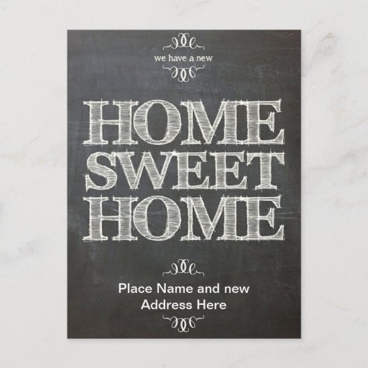 We hebben nieuwe adres Chalkboard Briefkaart verpl (Voorkant)