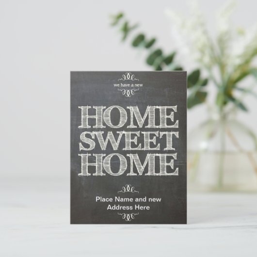 We hebben nieuwe adres Chalkboard Briefkaart verpl (Staand voorkant)