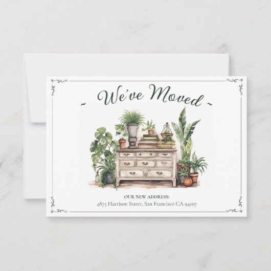 We hebben nieuwe adres Cozy Interior Waterverf ver Aankondiging (Voorkant)