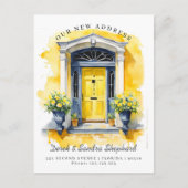 We hebben nieuwe adres gele Waterverf deur verplaa Aankondigingskaart (Voorkant)