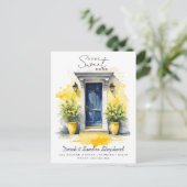 We hebben nieuwe adres gele Waterverf deur verplaa Aankondigingskaart (Staand voorkant)