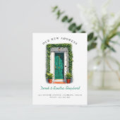 We hebben nieuwe adres groene Waterverf deur verpl Aankondigingskaart (Staand voorkant)