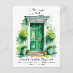 We hebben nieuwe adres groene Waterverf deur verpl Aankondigingskaart