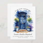 We hebben nieuwe adres marine Waterverf deur verpl Aankondigingskaart (Voorkant / Achterkant)