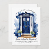 We hebben nieuwe adres marine Waterverf deur verpl Aankondigingskaart (Voorkant / Achterkant)