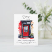 We hebben nieuwe adres rode Waterverf deur verplaa Aankondigingskaart (Staand voorkant)