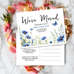 We hebben nieuwe adres roze rozen verplaatst briefkaart