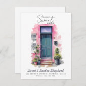 We hebben nieuwe adres roze Waterverf deur verplaa Aankondigingskaart (Voorkant / Achterkant)