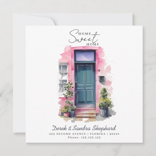 We hebben nieuwe adres roze Waterverf deur verplaa Kaart (Voorkant)