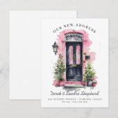 We hebben nieuwe adres zwarte Waterverf deur verpl Aankondigingskaart (Voorkant / Achterkant)