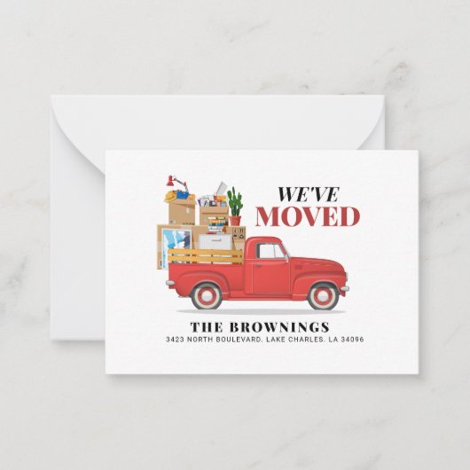 We hebben nieuwe adresaankondiging verplaatst notitiekaartje (Voorkant)