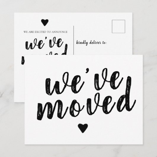 We hebben nieuwe adreswijziging verplaatst aankondigingskaart (Voorkant / Achterkant)