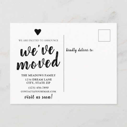 We hebben nieuwe adreswijziging verplaatst aankondigingskaart (Achterkant)