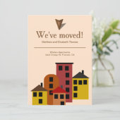 We hebben nieuwe appartement verhuisaankondiging v aankondiging (Staand voorkant)