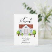 We hebben nieuwe huis eenvoudige minimalistische m briefkaart (Staand voorkant)