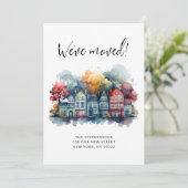 We hebben nieuwe huis Schattigee Waterverf huizen  Aankondiging (Staand voorkant)