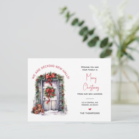We hebben nieuwe thuis kerst verhuisde aankondigin feestdagenkaart (Staand voorkant)
