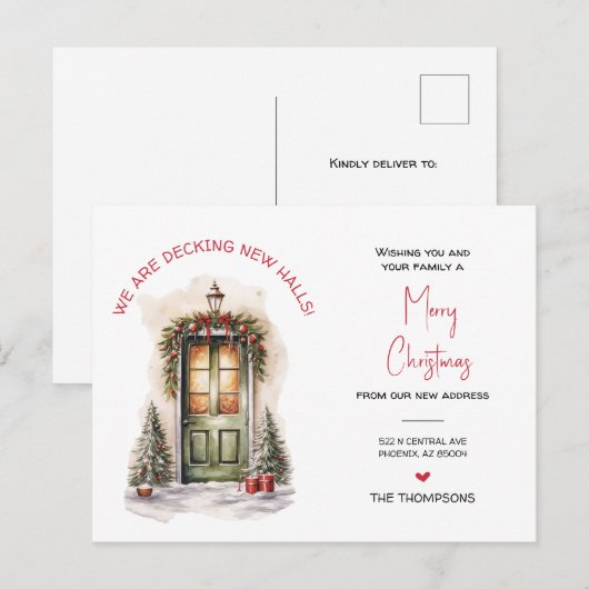 We hebben nieuwe thuis kerst verhuisde aankondigin feestdagenkaart (Voorkant / Achterkant)