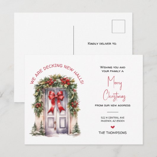 We hebben nieuwe thuis kerst verhuisde aankondigin feestdagenkaart (Voorkant / Achterkant)