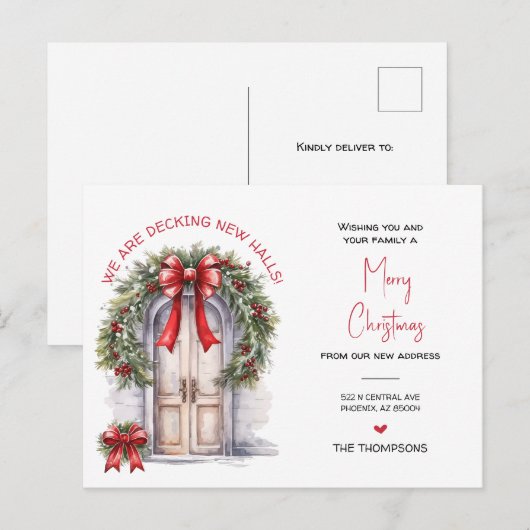 We hebben nieuwe thuis kerst verhuisde aankondigin feestdagenkaart (Voorkant / Achterkant)