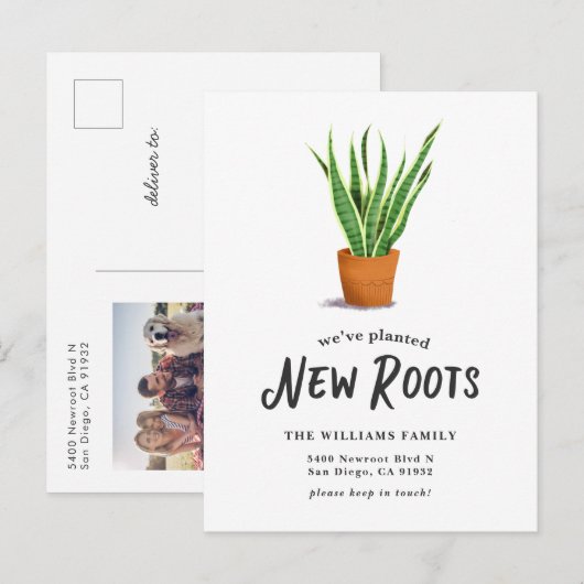 We hebben nieuwe wortels in botanische beweging ge aankondigingskaart (Voorkant / Achterkant)