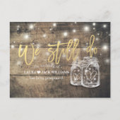 We hebben nog steeds een huwelijk met uitgestelde aankondigingskaart (Voorkant)