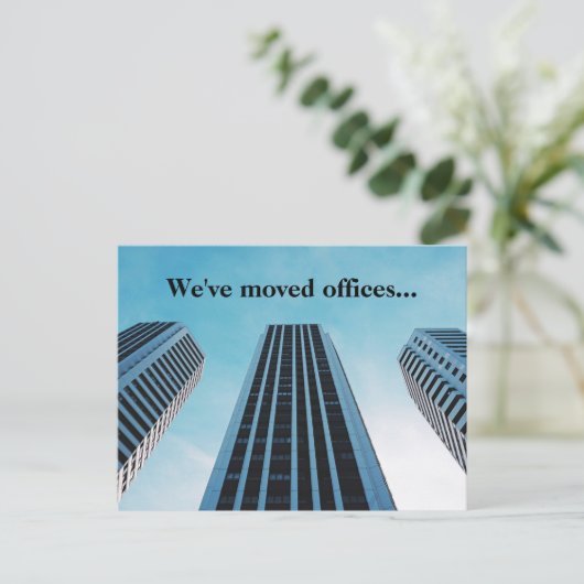 We hebben Office Business Skyline Photo Moving Briefkaart (Staand voorkant)