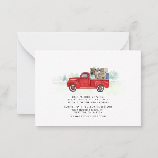 We Hebben Ons Adres Verhuisd Rode Truck Verhuisber Notitiekaartje (Achterkant)