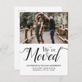 We hebben ons begeven Bezoek Foto Elegant Script M Aankondigingskaart (Voorkant / Achterkant)