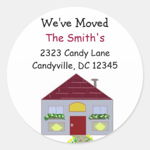 We hebben ons huis verplaatst ronde sticker