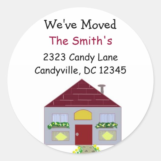 We hebben ons huis verplaatst ronde sticker (Voorkant)