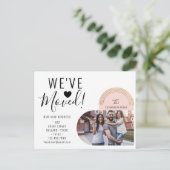 We hebben ons nieuwe adres foto-hoofdbeweging verp aankondigingskaart (Staand voorkant)