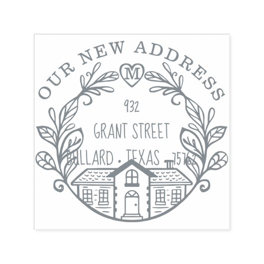 We hebben ons nieuwe adres verplaatst Home Laurel Zelfinktende Stempel (Design)