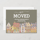 We hebben ons nieuwe huisadres verplaatst aankondigingskaart (Voorkant / Achterkant)