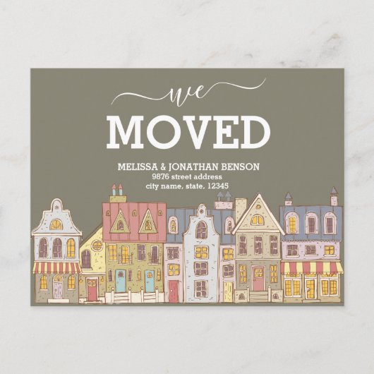 We hebben ons nieuwe huisadres verplaatst aankondigingskaart (Voorkant)