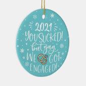 We hebben ons verloofd met de foto keramisch ornament (Rechts)