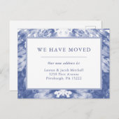 We hebben ons verplaatst | Aankondiging van blauwe Briefkaart (Voorkant / Achterkant)