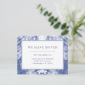 We hebben ons verplaatst | Aankondiging van blauwe Briefkaart (Staand voorkant)
