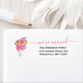 We hebben ons verplaatst | Adres Waterverf Floral Etiket