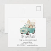 We hebben ons verplaatst, auto, dieren, nieuw adre aankondigingskaart (Voorkant / Achterkant)