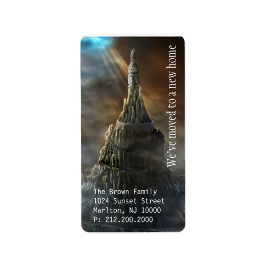 We hebben ons verplaatst | Castle Amazing Tower Etiket (Voorkant)