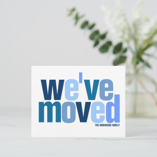 We hebben ons verplaatst (Cool Colors) Aankondigingskaart (Staand voorkant)