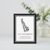 We hebben ons verplaatst | Delaware Typografie Feestdagenkaart (Staand voorkant)