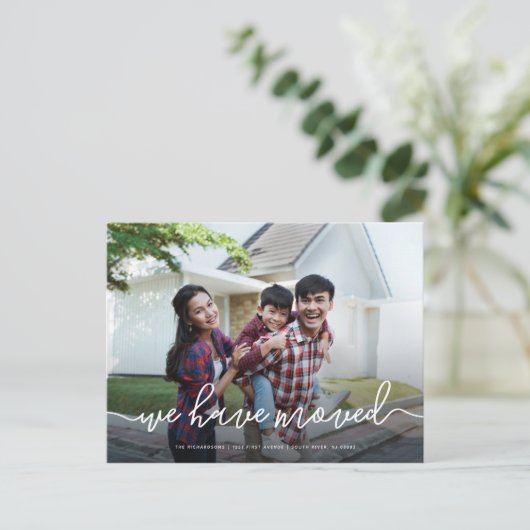 We hebben ons verplaatst | Eenvoudige aankondiging (Staand voorkant)