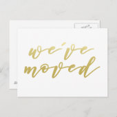 We hebben ons verplaatst | Faux Gold Script-Briefk Aankondigingskaart (Voorkant / Achterkant)