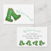 "We hebben ons verplaatst", groen welkome laars Visitekaartje (Voorkant / Achterkant)