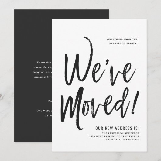 We hebben ons verplaatst | Het Minimale Nieuwe Adr Kaart (Voorkant / Achterkant)