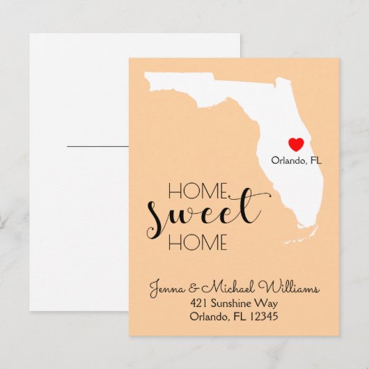 We hebben ons verplaatst | Home Sweet Home Florida Aankondigingskaart (Voorkant / Achterkant)