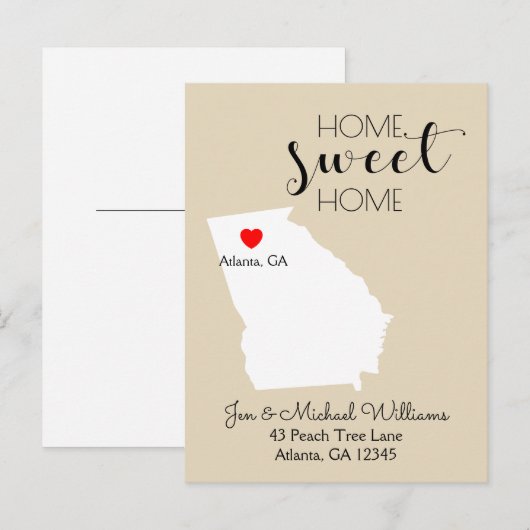 We hebben ons verplaatst | Home Sweet Home Georgia Aankondigingskaart (Voorkant / Achterkant)