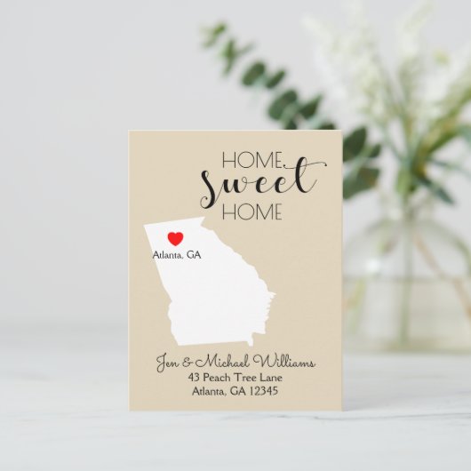 We hebben ons verplaatst | Home Sweet Home Georgia Aankondigingskaart (Staand voorkant)